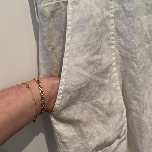 Michael Stars White Linen Wrap Dress with Pockets - Picture 2 of 2